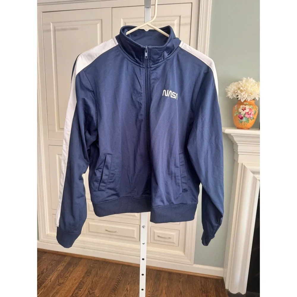 NWT Mighty Fine NASA Boys Track Jacket Navy‎ Space Shuttle Graphic Zip Up Large